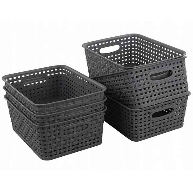 Koše, úložné boxy Set 6 plastových do kuchyně koupelny