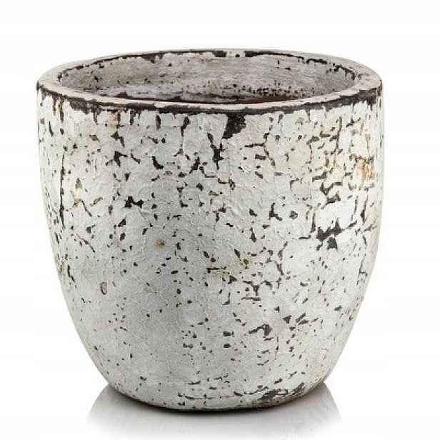 Květináč keramický kulatý Vintage špinavě bílý 29 cm