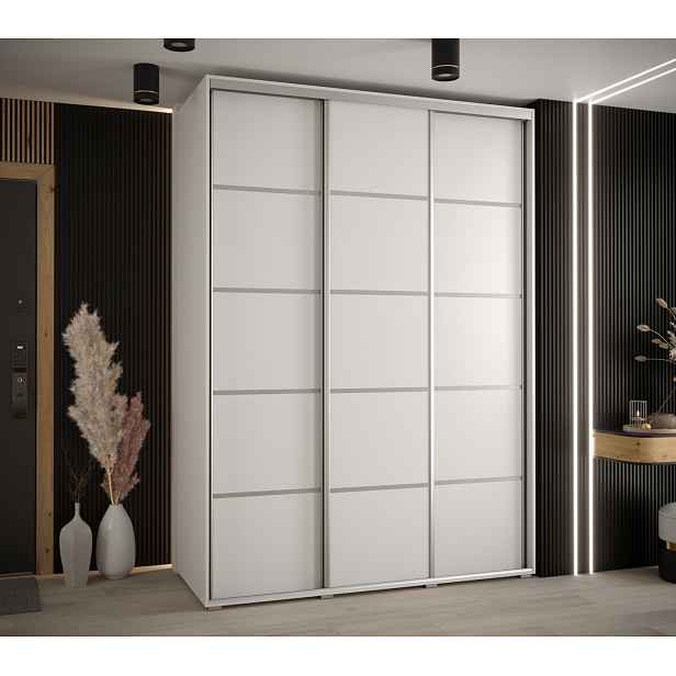 Šatní skříň YVONA 4 - 170/60 cm, bílá / stříbrná