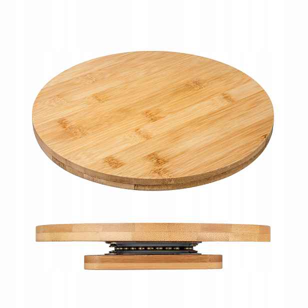 Velká bambusová otočná deska na servírování – na sýry, pizzu, chuťovky, 33 cm