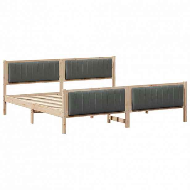 vidaXL Rám postele s čelo hnědá a tmavě šedá 200 x 200 cm