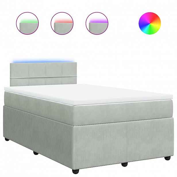 vidaXL Box spring postel s matrací světle šedá 120 x 200 cm samet