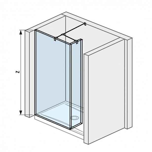 Jika Pure - Skleněná stěna boční včetně krátkého skla, 80x20x200 cm, s úpravou Jika Perla Glass H2684220026681