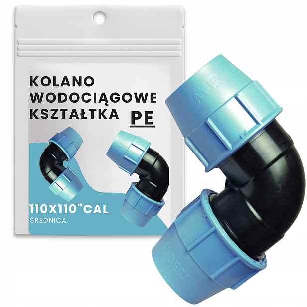 Koleno pro vodní trubky Tvarovka Spojka Pe 110 x 110 Šroubovací Odolná Silná