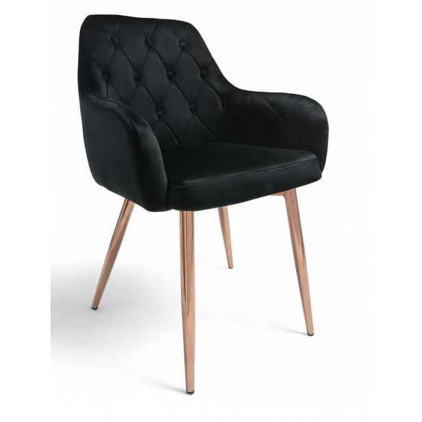 Křeslo Dankor Design Antverpy velur černé nohy růžový chrom