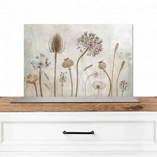 MuchoWow KUCHYŇSKÁ ZÁSTĚNA Květiny - Akvarel - Zátiší - Hnědá - Vintage 60x40 cm
