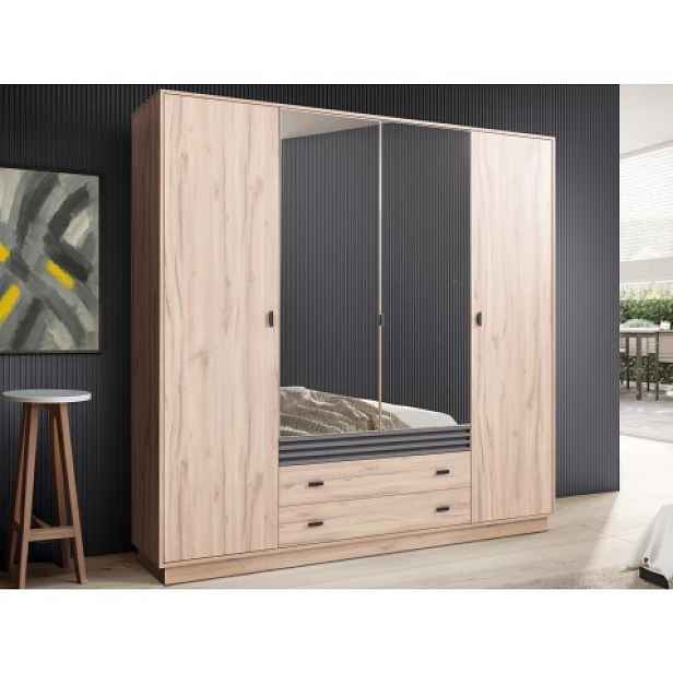 Šatní skříň s otočnými dveřmi Ancona, 200 cm, dub estana/antracit