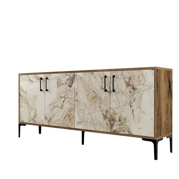 Skříňka Kiev Walnut and White Marble