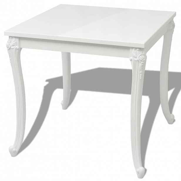 vidaXL Jídelní stůl 80x80x76 cm vysoký lesk bílý
