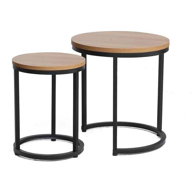 Casarredo Sada konferenčních stolků 2 ks BOLA - dub/černá