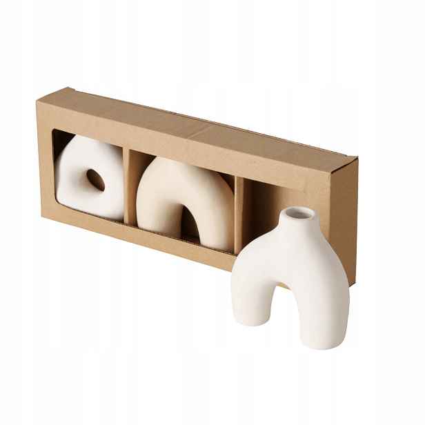 Keramická Ozdobná Váza Béžová Moderní Metty Sada 3 Ks 10X3,5 CM
