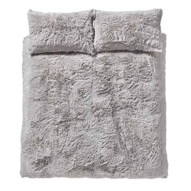 Šedé prodloužené povlečení na dvoulůžko 230x220 cm Cuddly Deep Pile - Catherine Lansfield