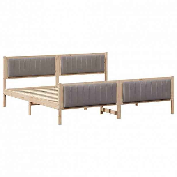 vidaXL Rám postele Hnědá a taupe 200 x 200 cm Masivní borovicové dřevo