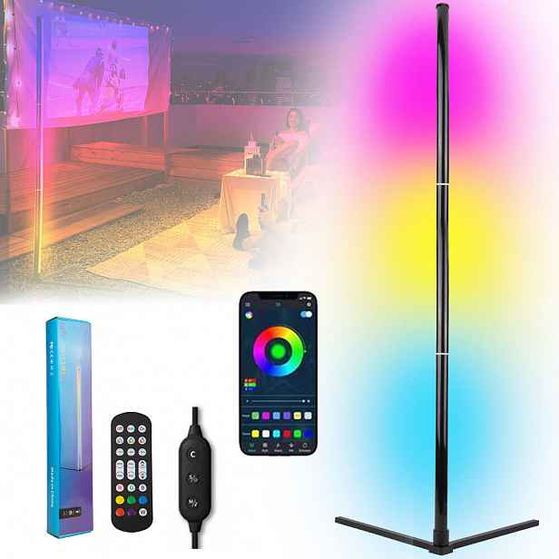 Led Rohová Rgb Stojací Podlahová Lampa Dálkový Ovladač 155 CM Synchronizace Hudby