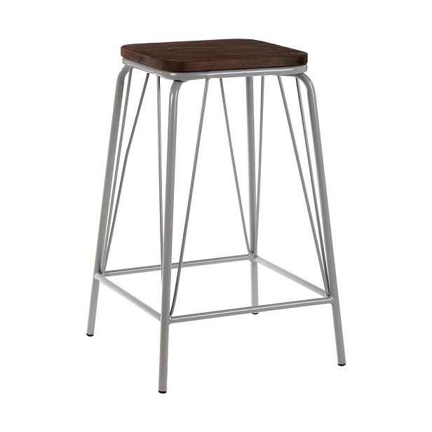 Šedá/v tmavě přírodní barvě stolička z jilmového dřeva District – Premier Housewares