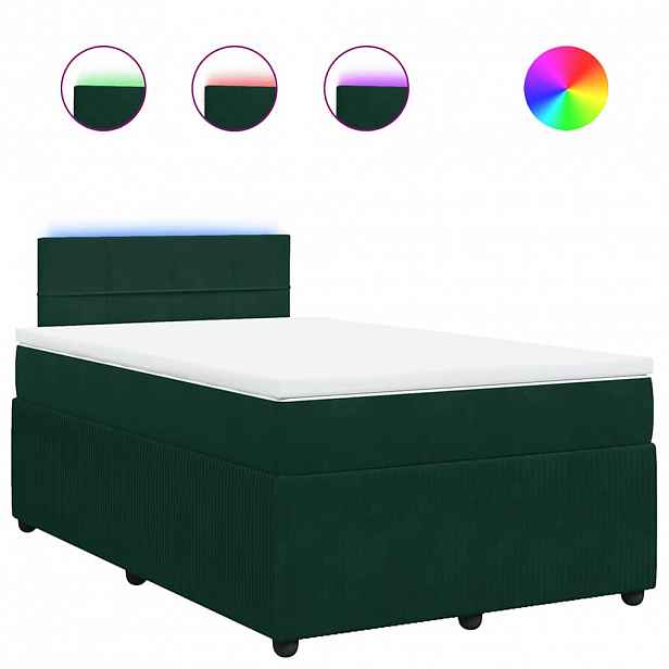 vidaXL Box spring postel s matrací tmavě zelená 120 x 200 cm samet