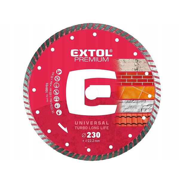 Kotouč diamantový řezný, turbo Long life suché i mokré řezání, 230x22,2mm