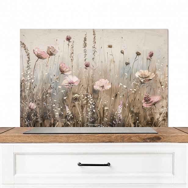MuchoWow KUCHYŇSKÁ ZÁSTĚNA Květiny - Béžová - Suché květiny 80x55 cm