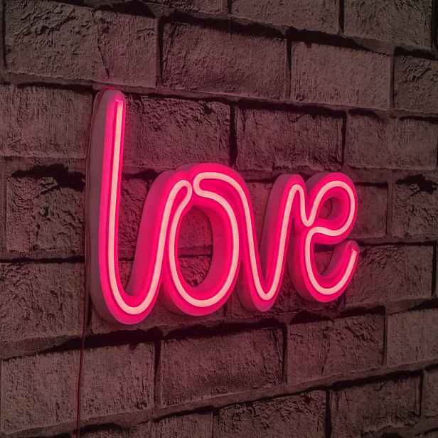 Neonový LED nápis Love - růžová světelná dekorace na zeď - II. jakost, POUZE OSOBNÍ ODBĚR