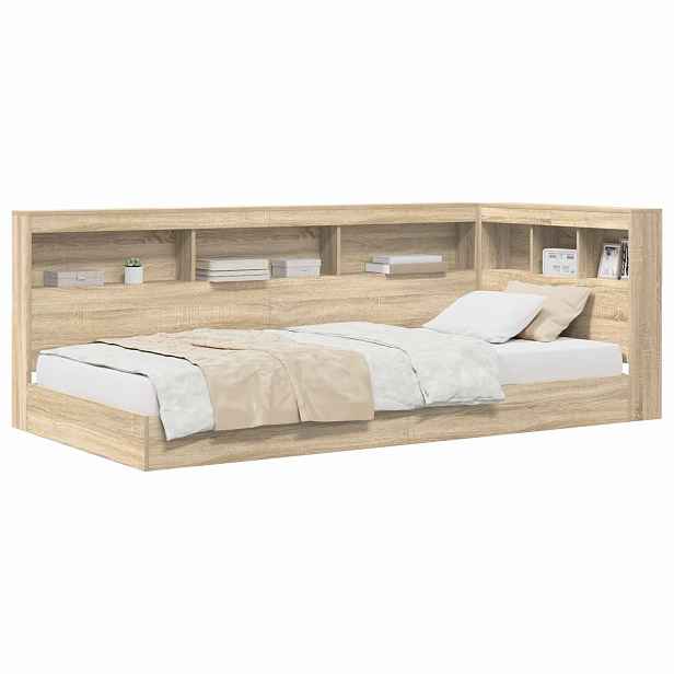 vidaXL Knihovna postel s čelo Sonoma dub 75 x 190 cm Kompozitní dřevo