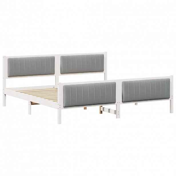 vidaXL Rám postele s čelo Bílá a světle šedá 200 x 200 cm