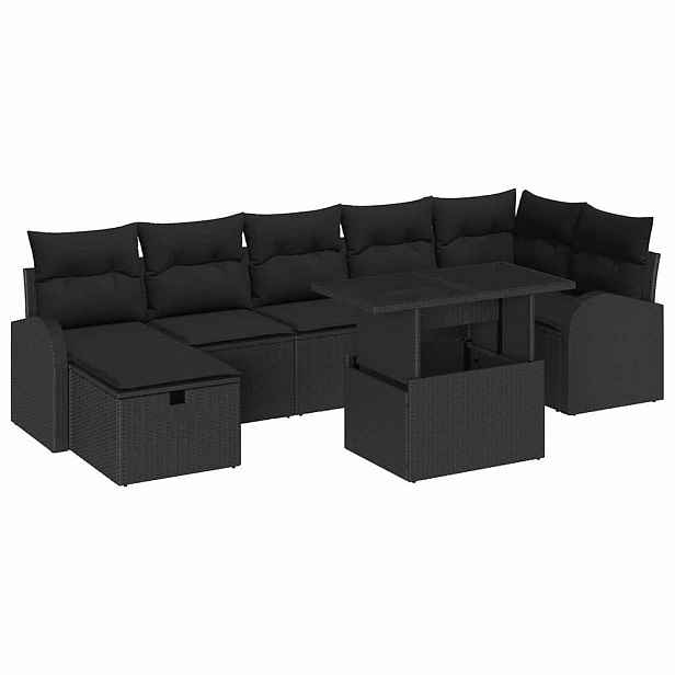 vidaXL Sada zahradních pohovek 8 ks Černá polyratan