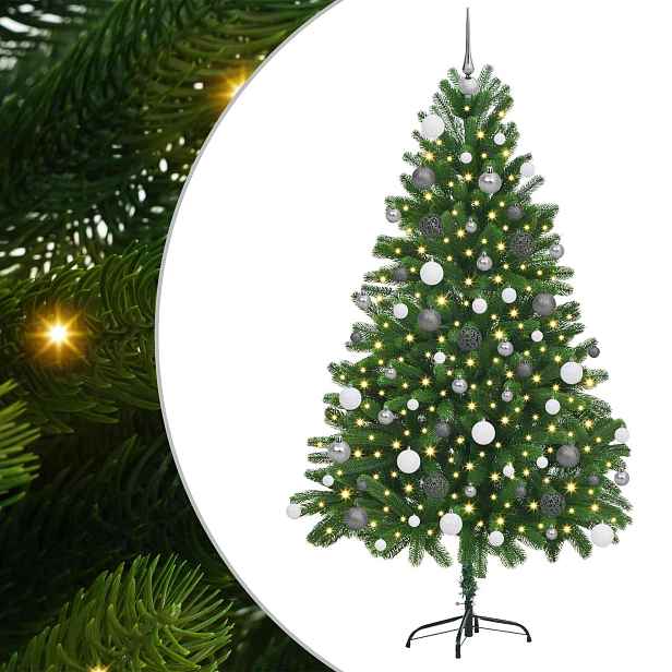 vidaXL Vánoční stromeček s 300 LED diodami s stojanem Zelená 180 cm PE