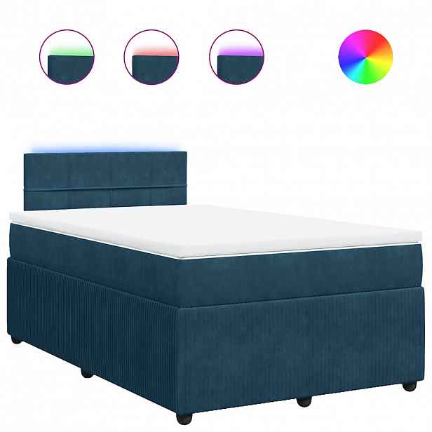 vidaXL Box spring postel s matrací modrá 120 x 200 cm samet