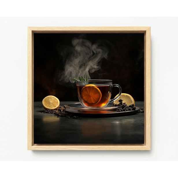 Obraz Rám American Box Černý Čaj Nápoj Nálev Listy Citron 60x60