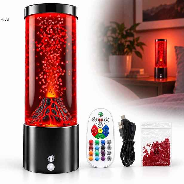 Noční Lampa pro dítě Sopka Láva na psací stůl do pokoje Tichý motor