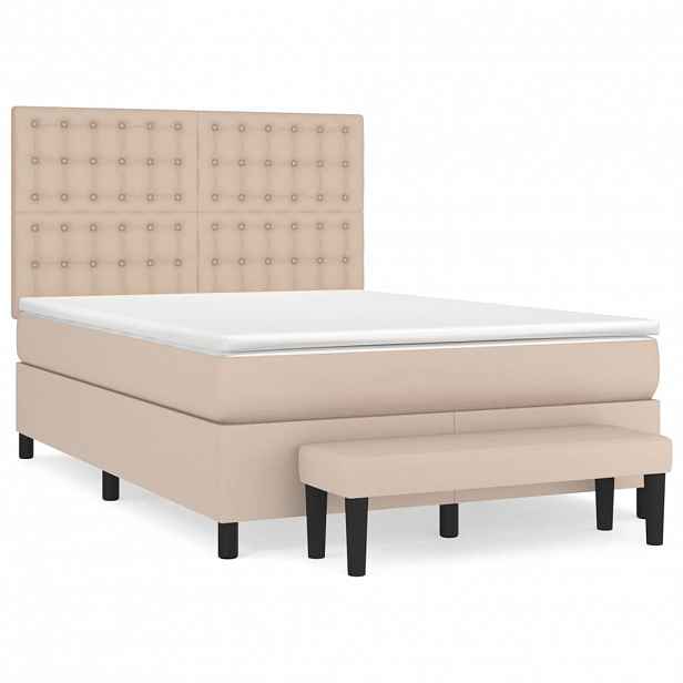 vidaXL Box spring postel s matrací cappuccino 140x200 cm umělá kůže