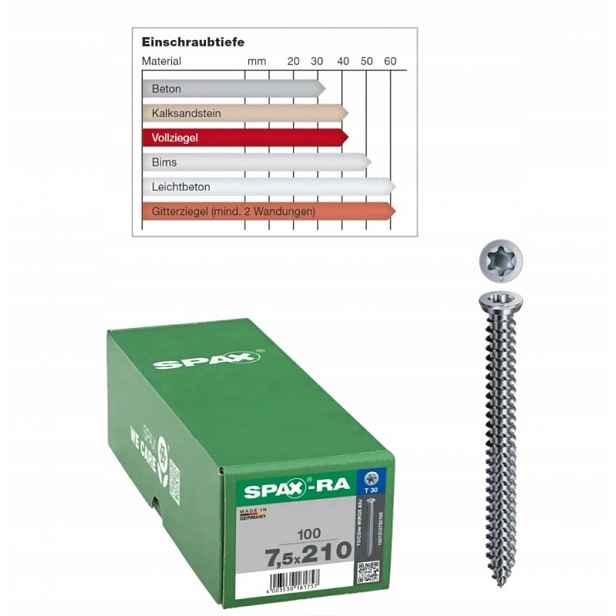 Šrouby do betonu Wirox Spax 7,5 x 210 mm 100 ks