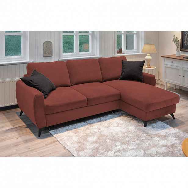 Livetastic ROHOVÁ ROZKLÁDACÍ POHOVKA, kov, textil, kompozitní dřevo, červenohnědá