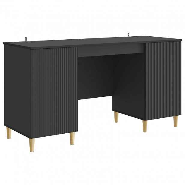 vidaXL Stůl s policí Černá 142,5 x 50 x 75 cm Kompozitní dřevo