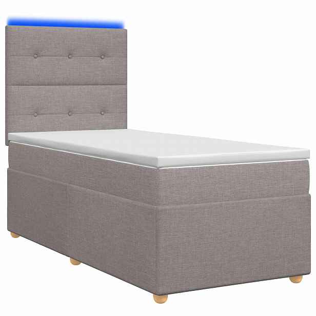 vidaXL Postel boxspring s matrací s LED pásky Taupe 80 x 200 cm Textil