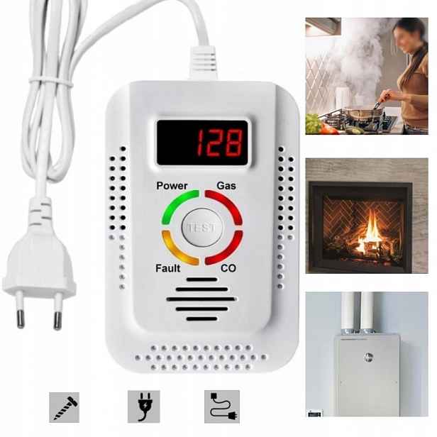 2V1 Detektor Plynu Lpg Co Oxidu Uhelnatého S Alarmem 9V 240V Senzor