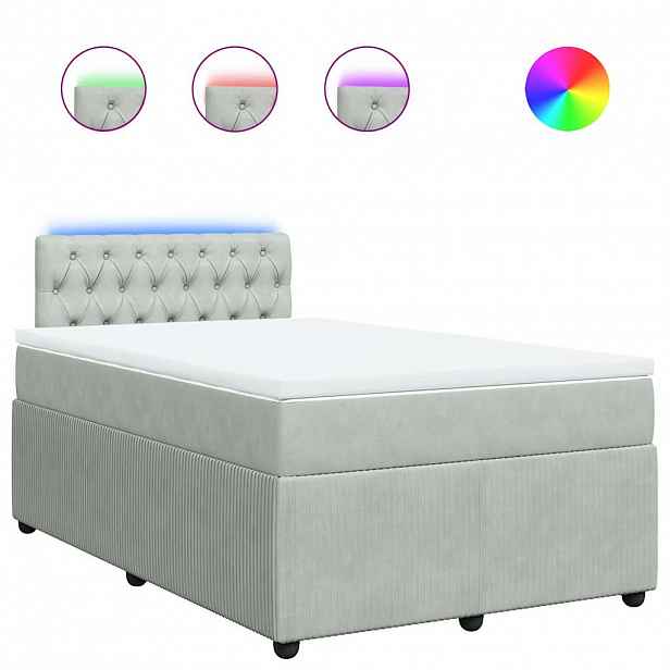 vidaXL Box spring postel s matrací světle šedá 120 x 200 cm samet