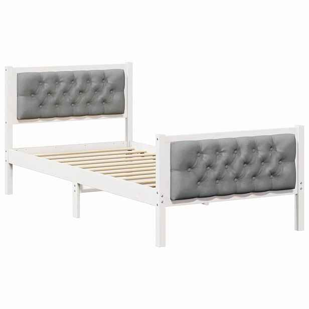 vidaXL Rám postele s čelo Světle šedá 90 x 200 cm Masivní borové dřevo