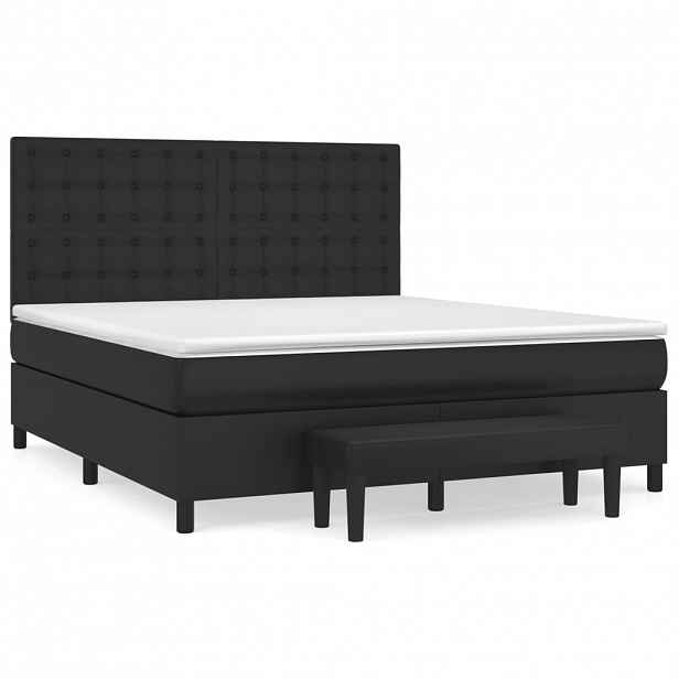 vidaXL Box spring postel s matrací černá 160x200 cm umělá kůže