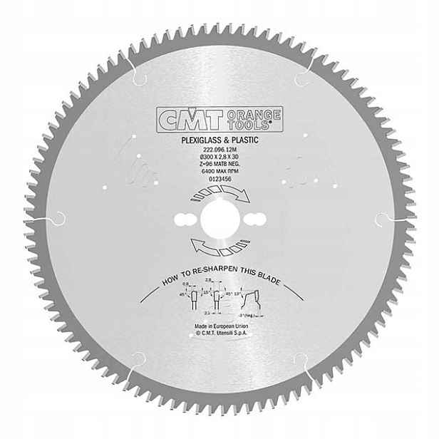 Cmt Pila Hm pro Pvc a Plexi 300x30x96Z finish