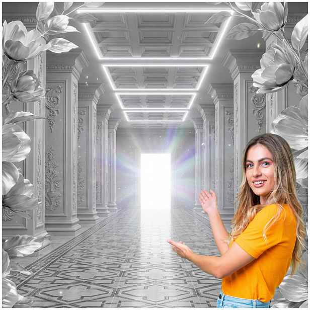 Fototapeta 3D Tunel Chodba Stříbrné květy 490x260 TUN07F