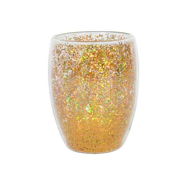 HIT Sklenice s dvojitým sklem 350ml zlaté konfety