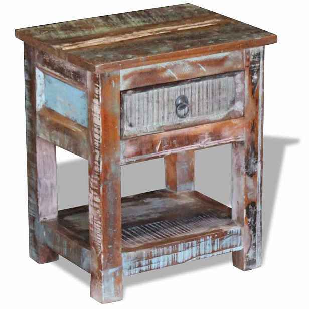 vidaXL Odkládací stolek zásuvka masivní recyklované dřevo 43x33x51 cm