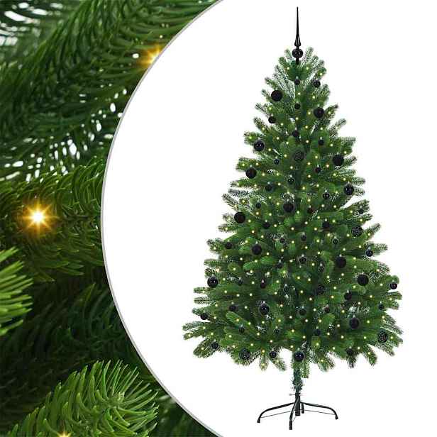 vidaXL Vánoční stromeček s 300 LED diodami s stojanem Zelená 210 cm PE