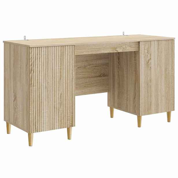 vidaXL Stůl s policí Dub sonoma 142,5 x 50 x 75 cm Kompozitní dřevo