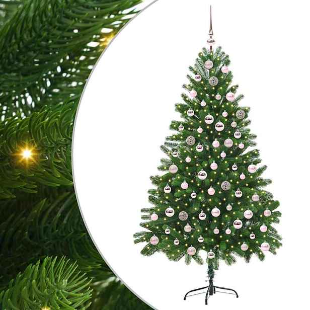 vidaXL Vánoční stromeček s 300 LED diodami s stojanem Zelená 210 cm PE