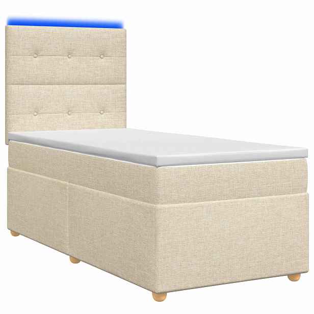 vidaXL Postel boxspring s matrací s čelo Krémová 80 x 200 cm Textil