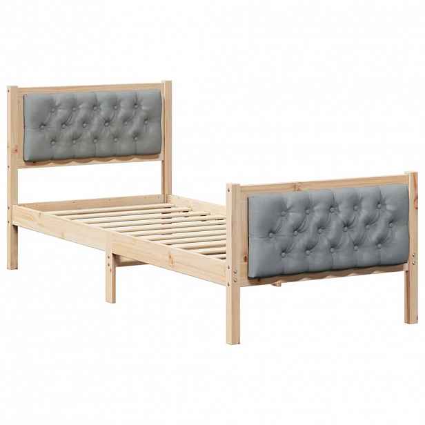 vidaXL Rám postele s čelo Světle šedá 80 x 200 cm Masivní borové dřevo