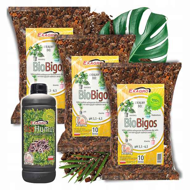 Bigos Substrát Lehké Univerzální Zeminy pro Květiny Sada 3 x 10L Biohumus