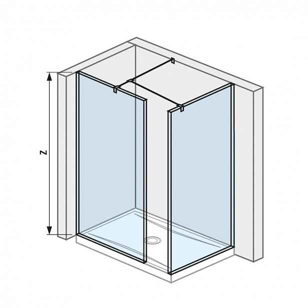 Jika Pure - Sprchová stěna Walk in rohová dvoudílná 80x80 cm, se 2 vzpěrami, Jika Perla Glass, čiré sklo H2684250026681